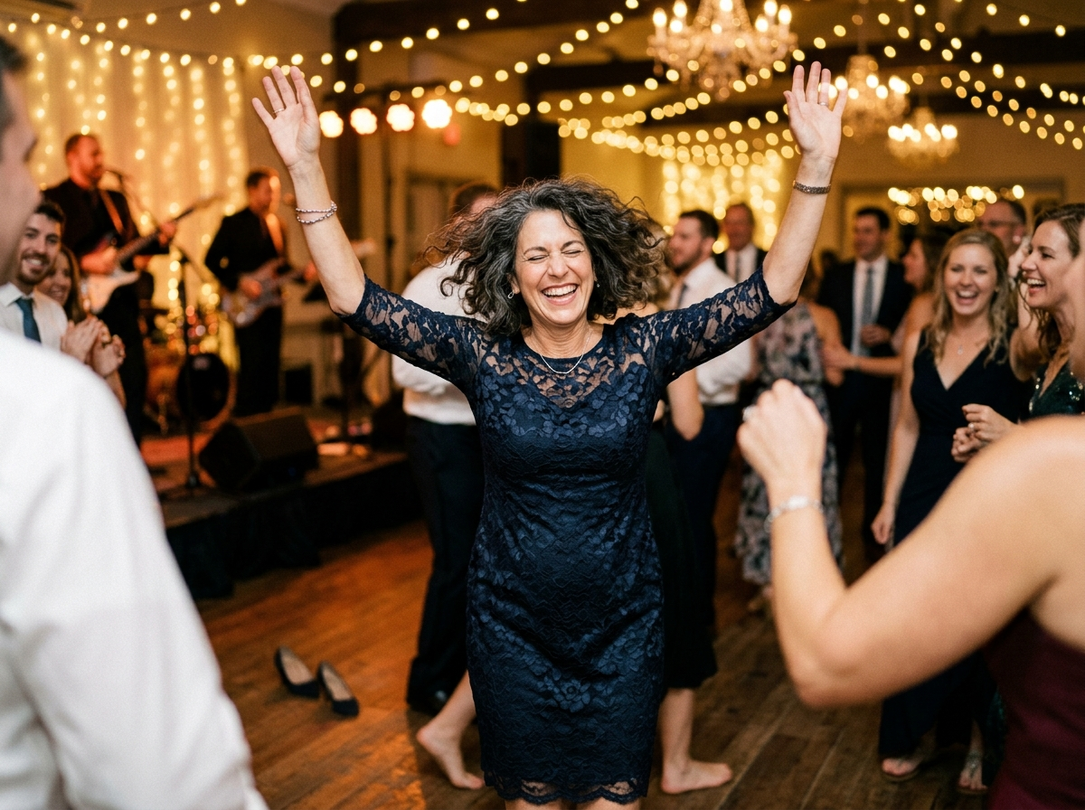 Mujer bailando libre en la boda