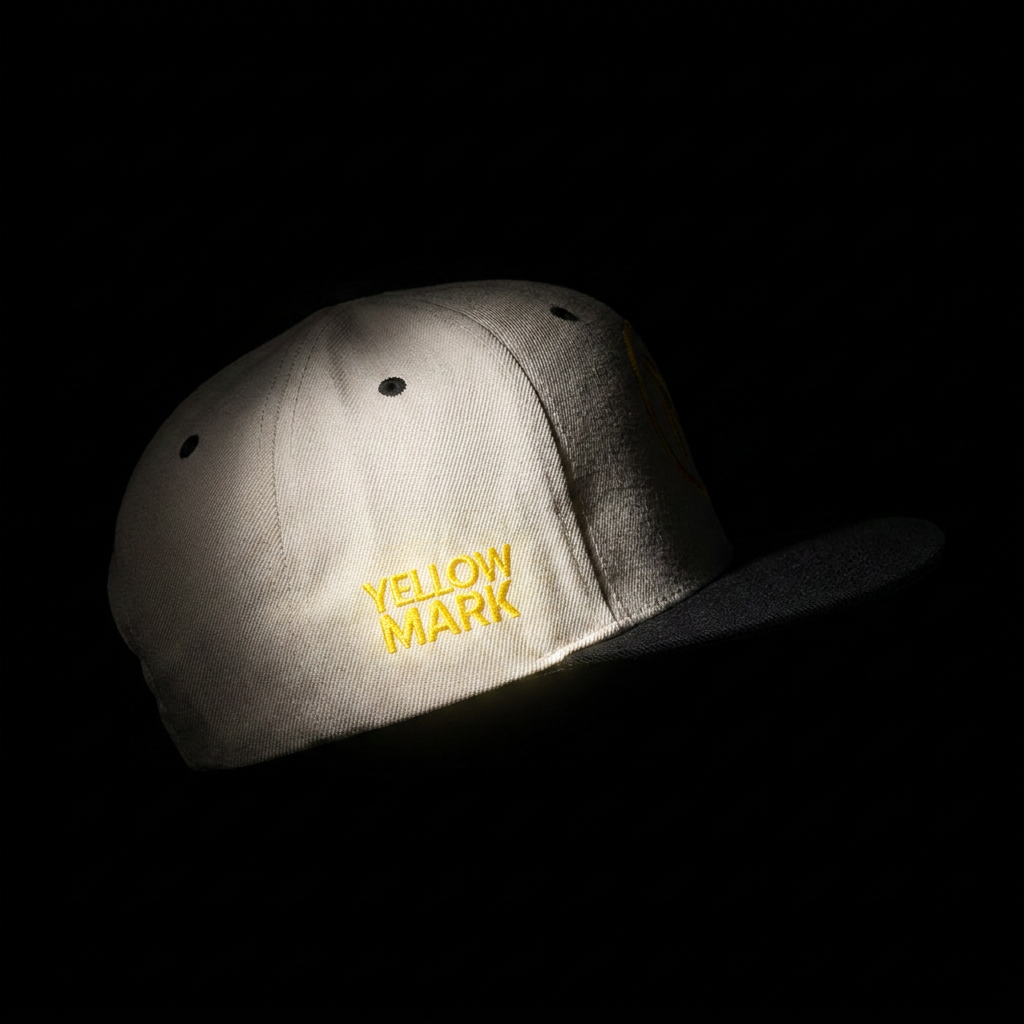 Natural black snapback side YELLOW MARK dark background