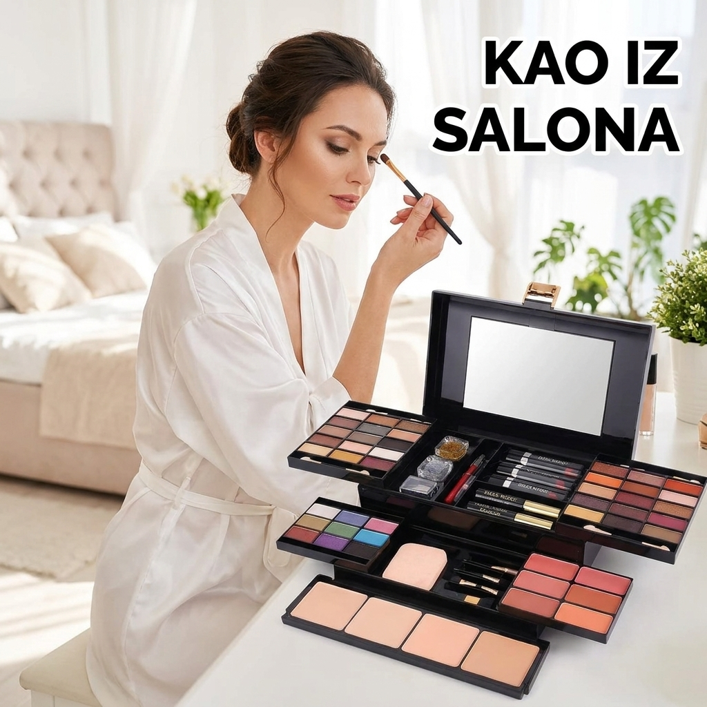 Šminkanje kod kuće uz profesionalni makeup kofer 58 boja