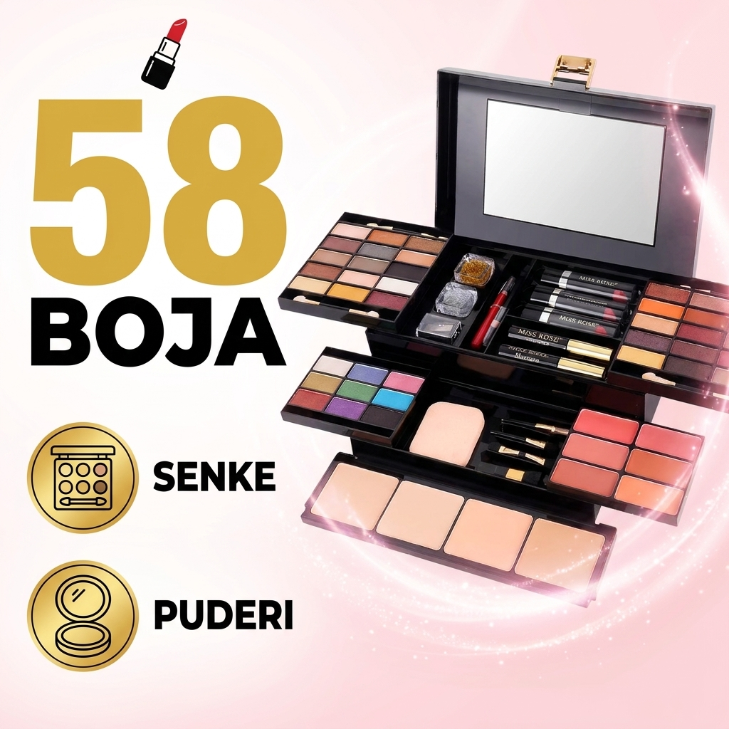 Set šminke 58 boja - senke i puderi u koferu