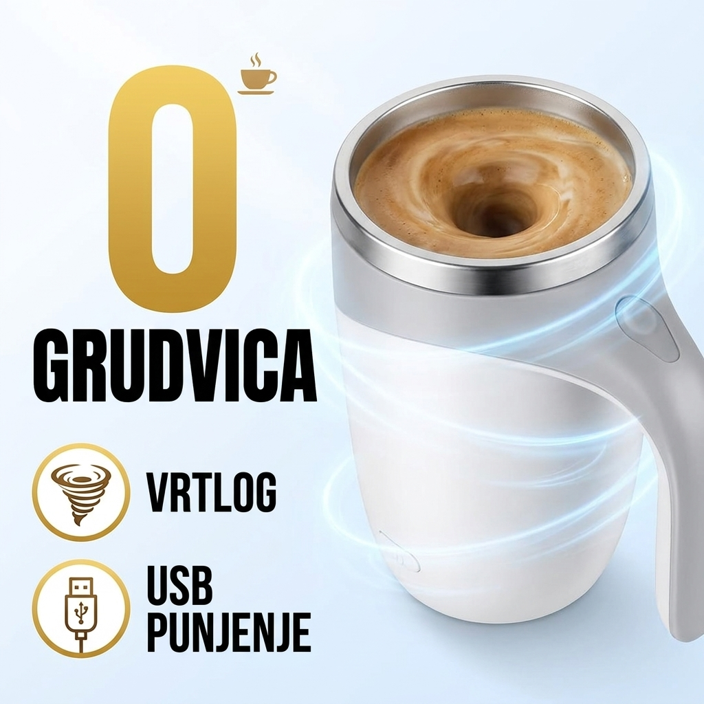 Samomešajuća šolja - 0 grudvica, vrtlog i USB punjenje