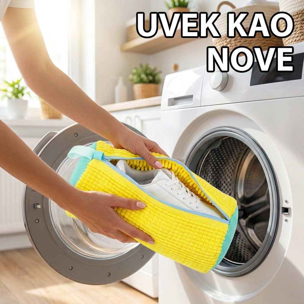 Ubacivanje torbe za pranje patika u veš mašinu - patike uvek kao nove