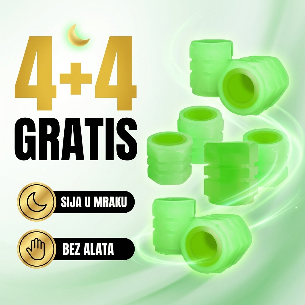 Ponuda 4 plus 4 gratis svetleće kapice za ventile koje sijaju u mraku