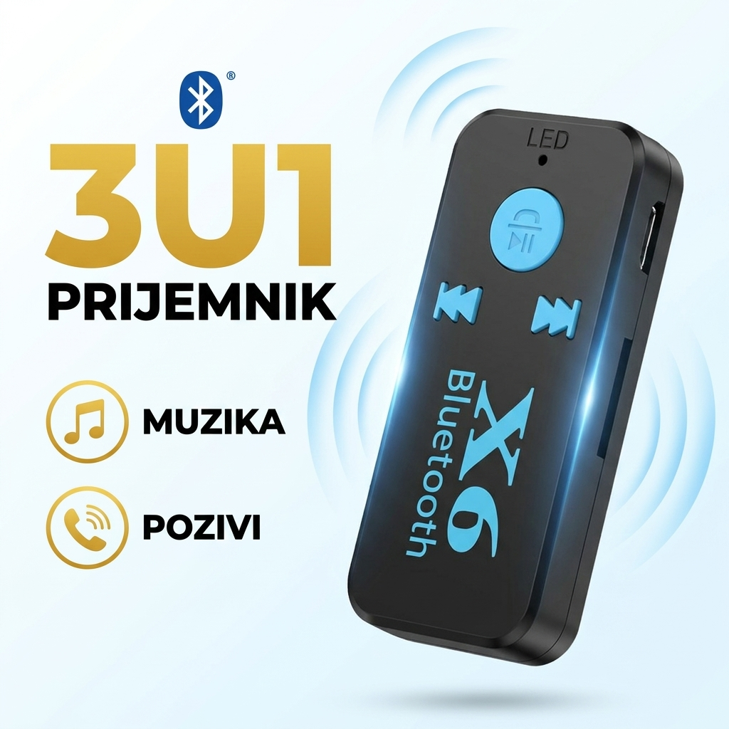 3U1 X6 Bluetooth prijemnik - muzika, pozivi i memorijska kartica u jednom