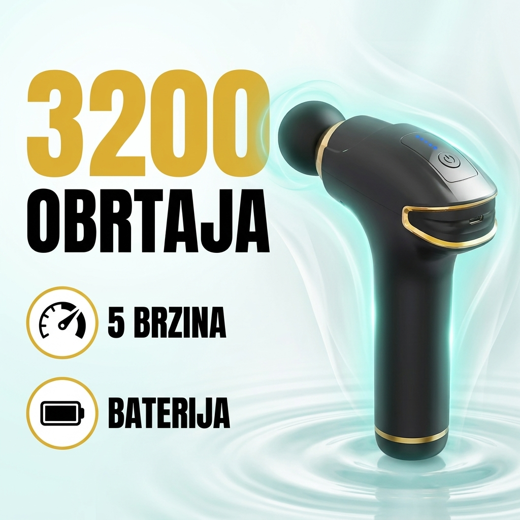 Masažer sa 3200 obrtaja, 5 brzina i punjivom baterijom