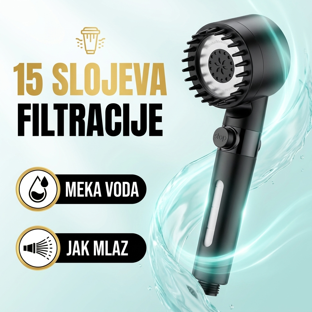 15 slojeva filtracije - mekša voda i jak mlaz