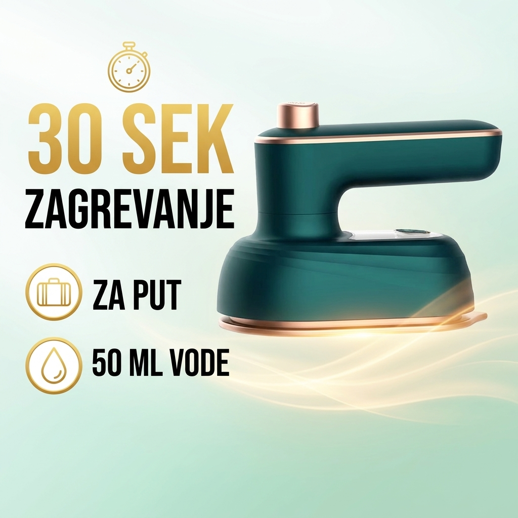 Mini putna pegla - zagrevanje za 30 sekundi i rezervoar od 50 ml