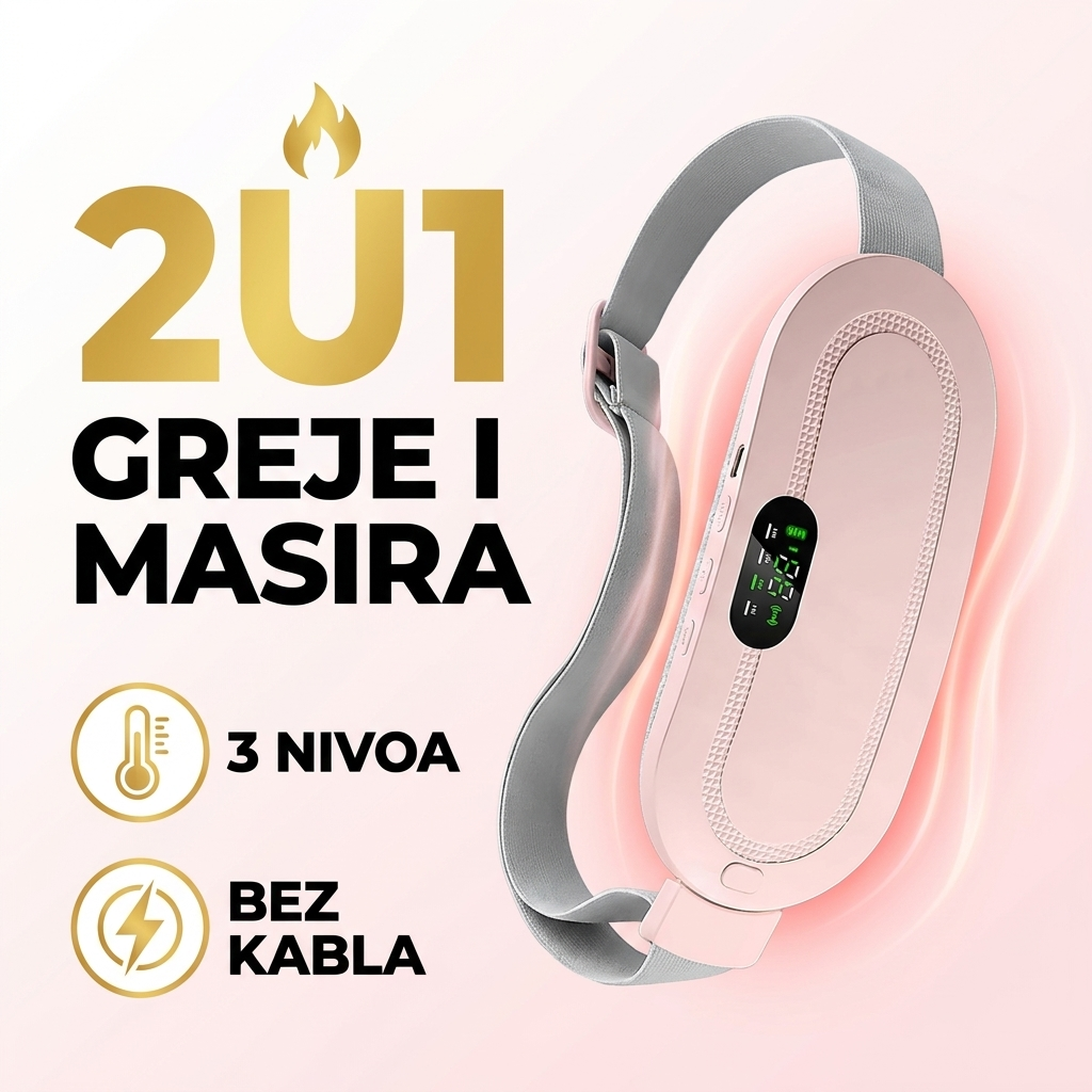 2u1 grejni pojas koji greje i masira, 3 nivoa toplote, bez kabla