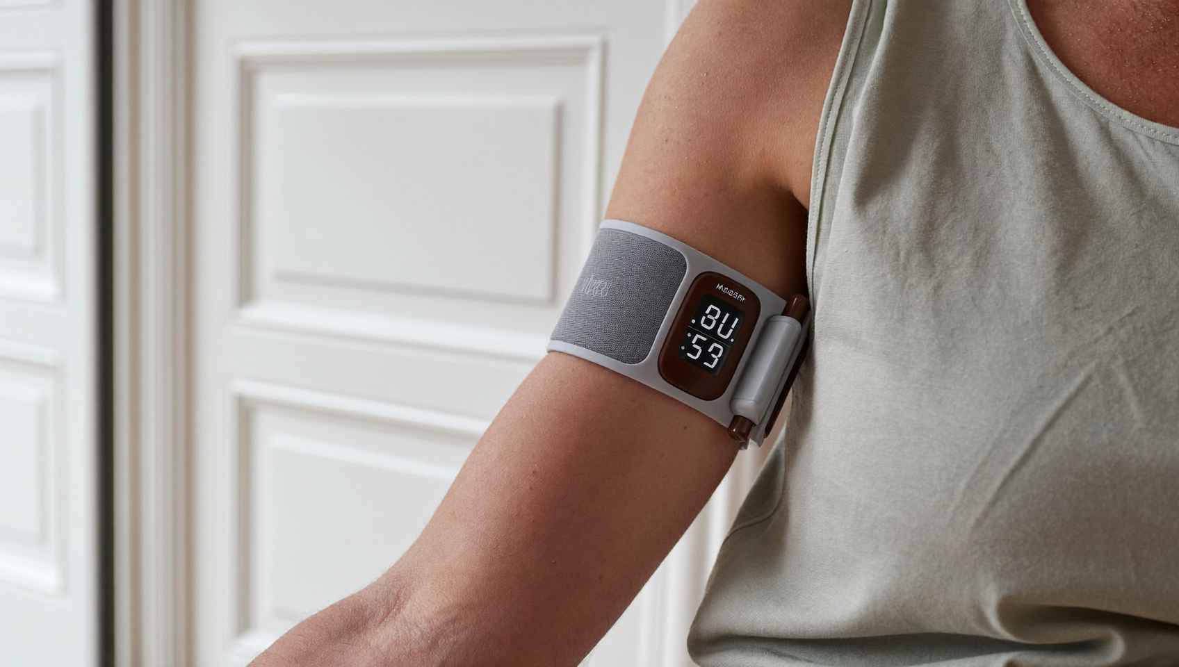 Continuous glucose monitor sensor worn on the upper arm