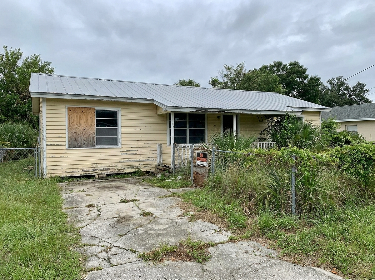 Run-down house exterior