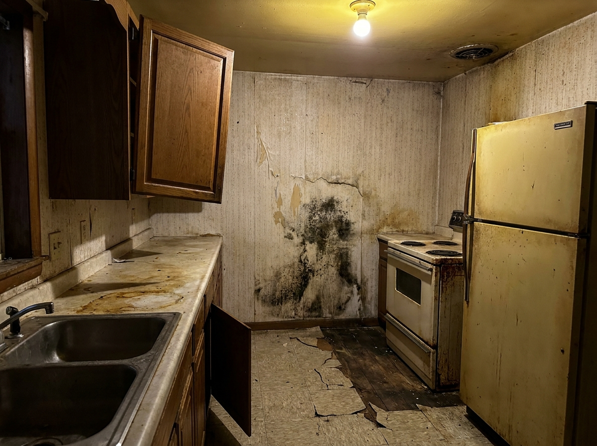 Grimy outdated kitchen