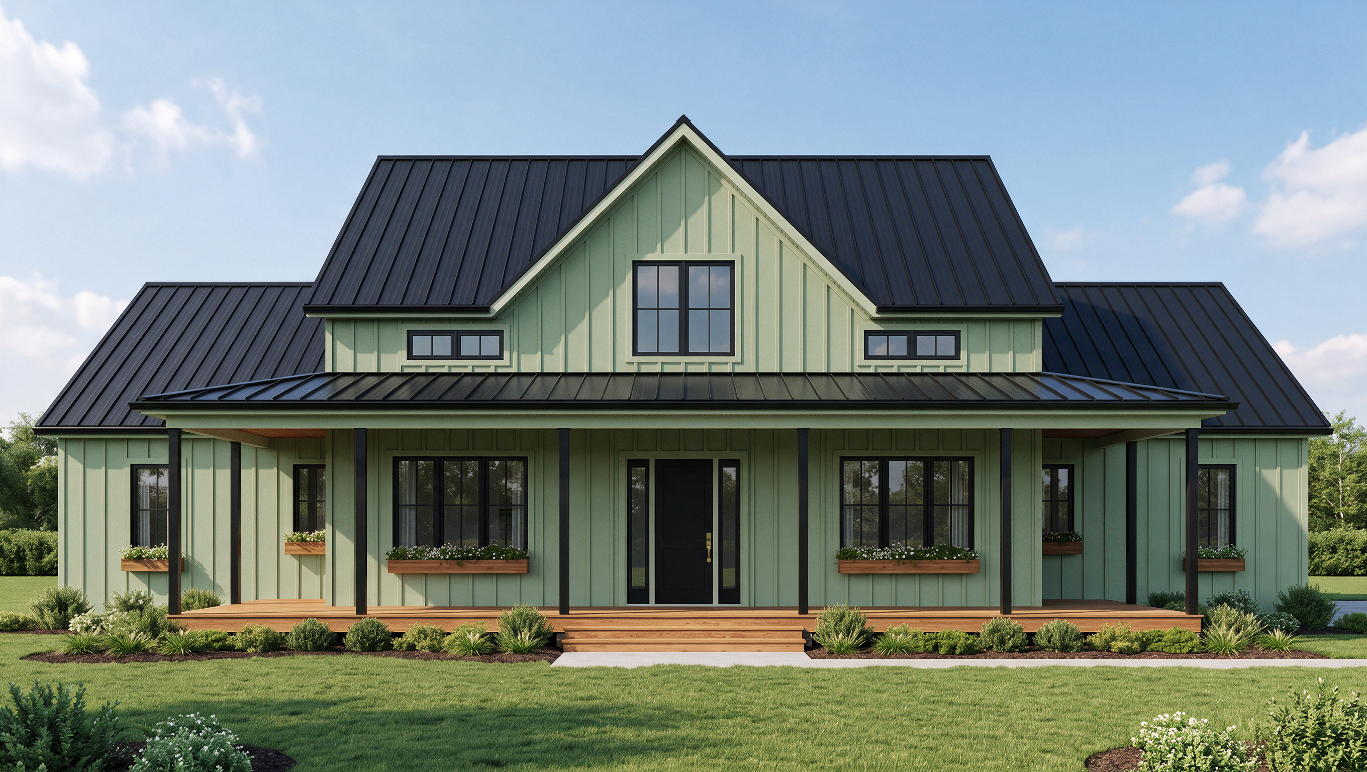 Modern farmhouse painted Sage Green