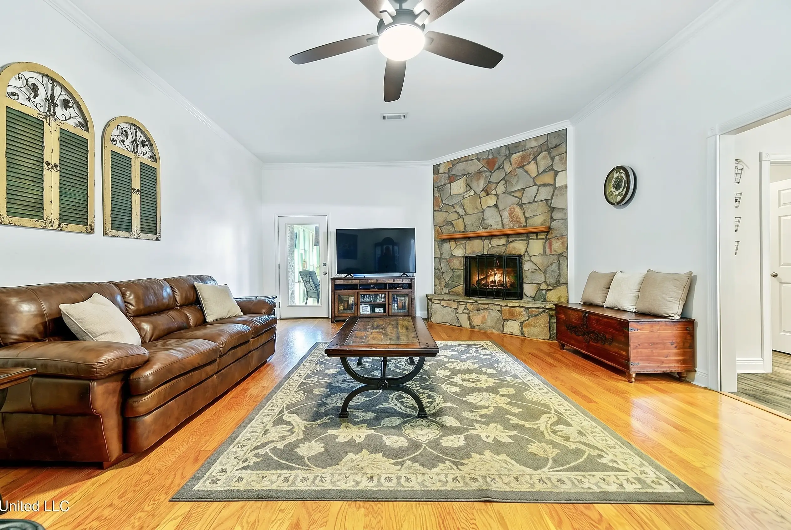 Pine Ridge fireplace detail — enhanced listing photo