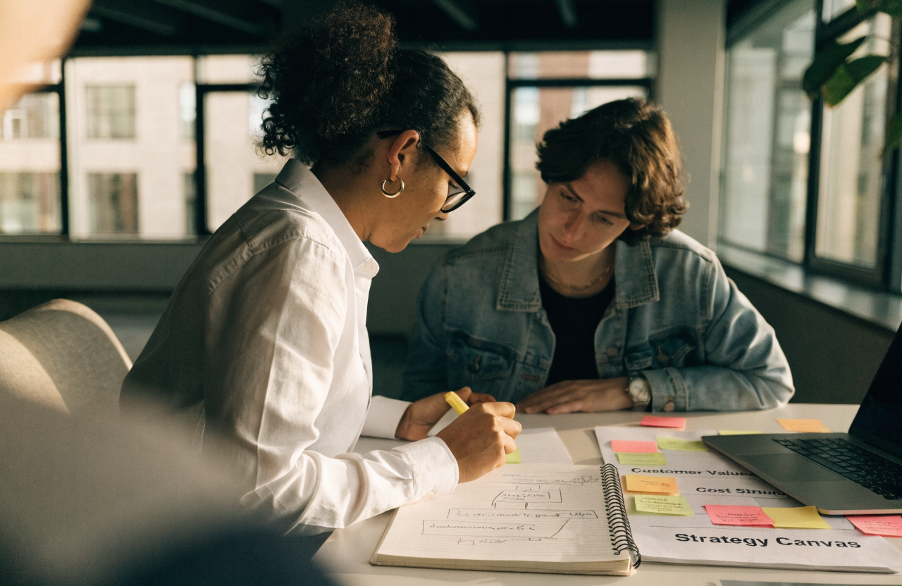 Gemeinsame Arbeit am Coaching-Angebot