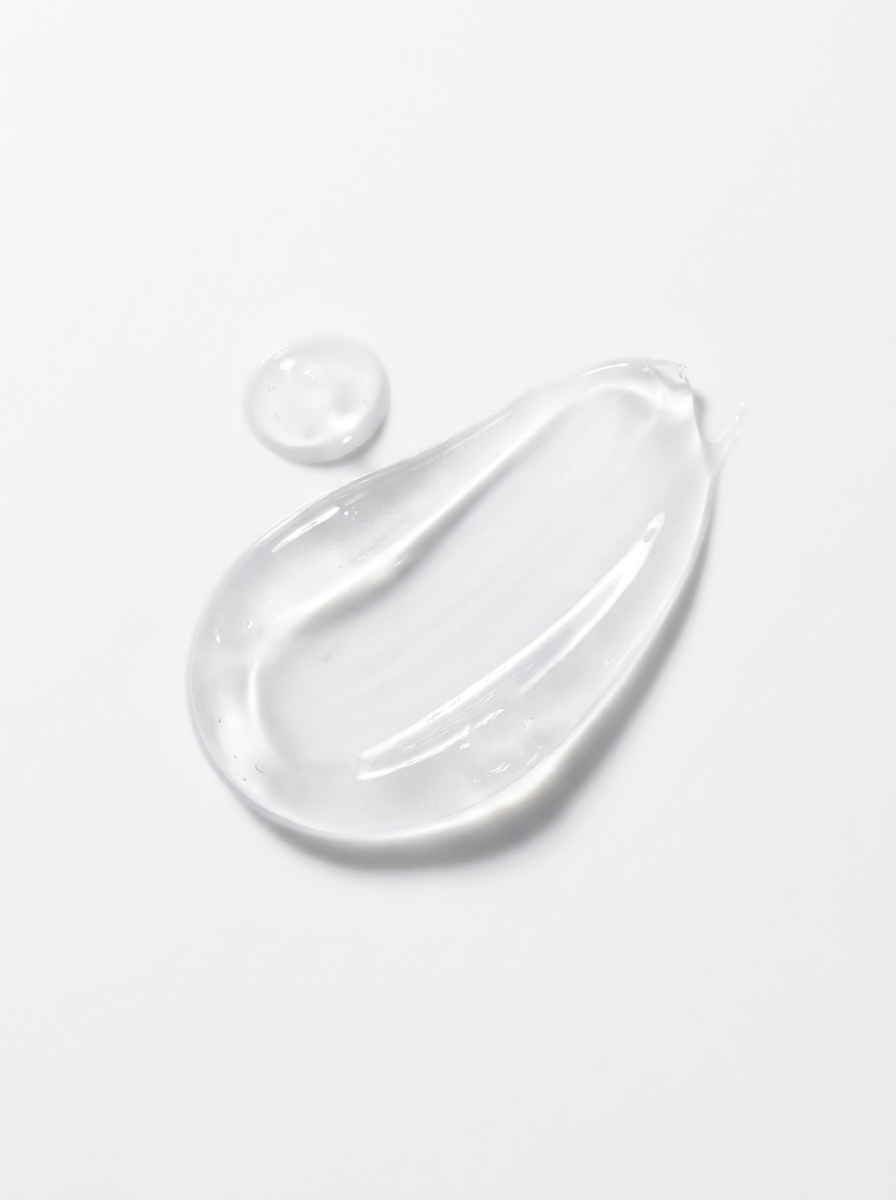 Chemical sunscreen swatch — clear glossy gel
