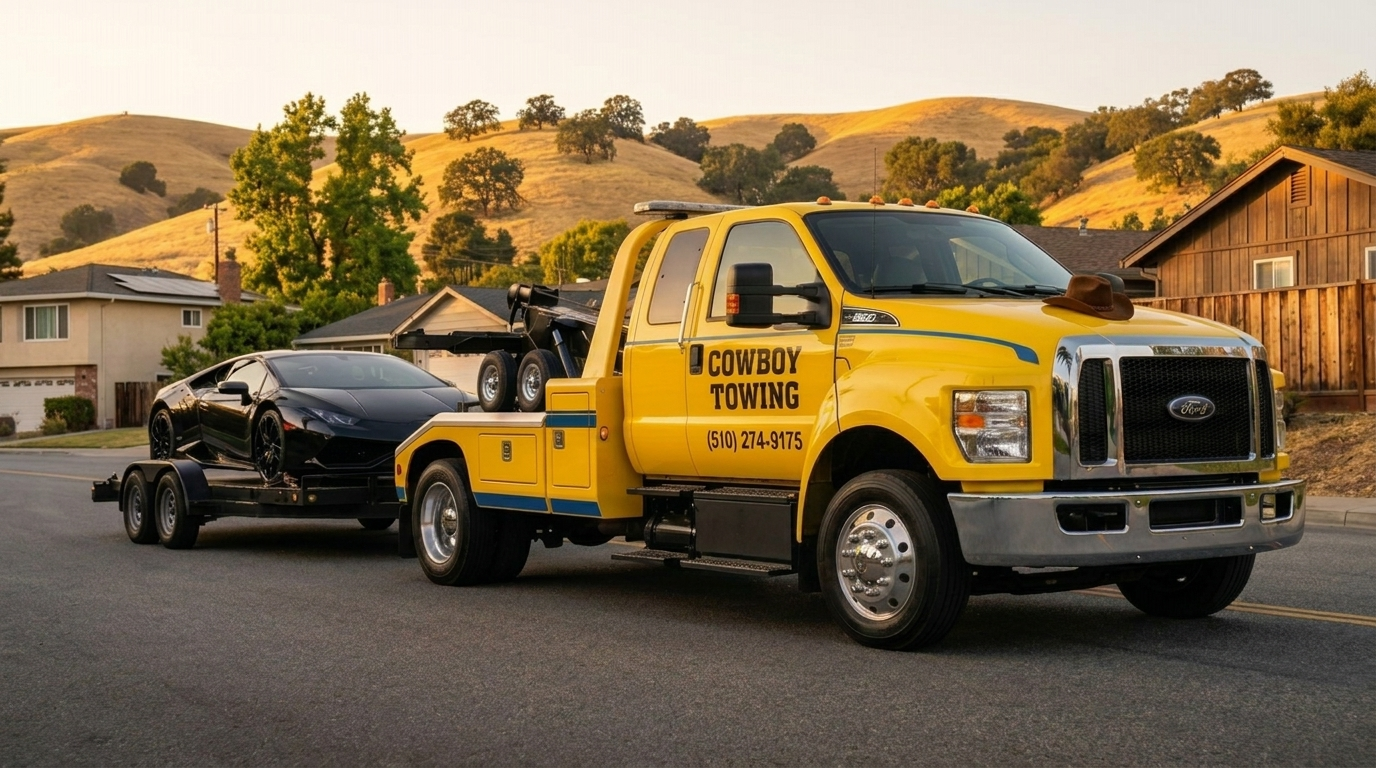 Cowboy Towing hauling an exotic supercar