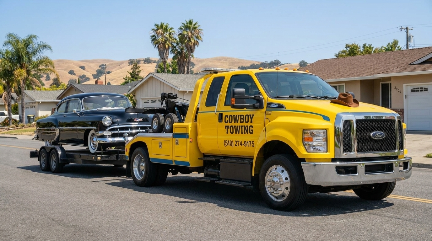 Cowboy Towing hauling a classic car