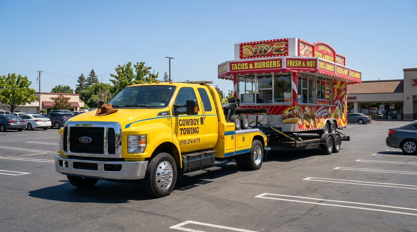 Cowboy Towing hauling a food truck