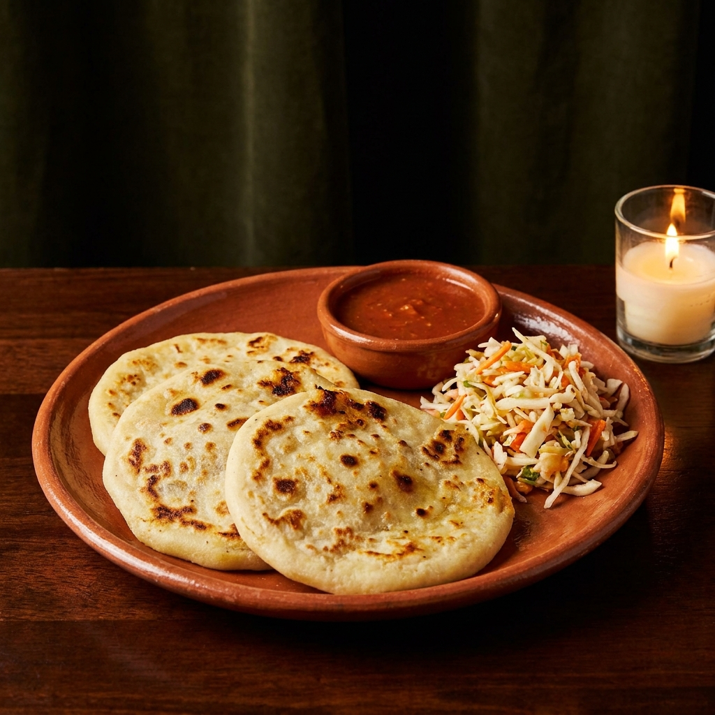 Pupusas revueltas con curtido