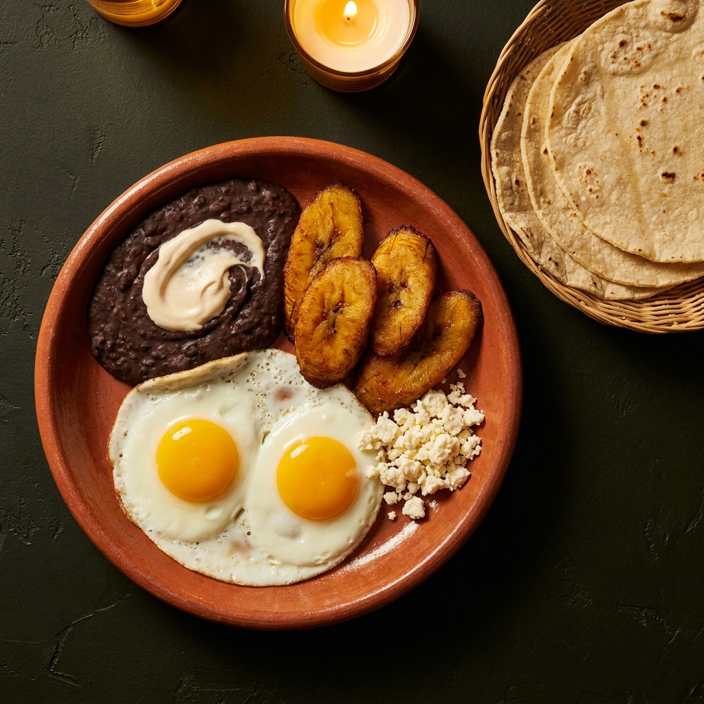Plátanos fritos con huevo