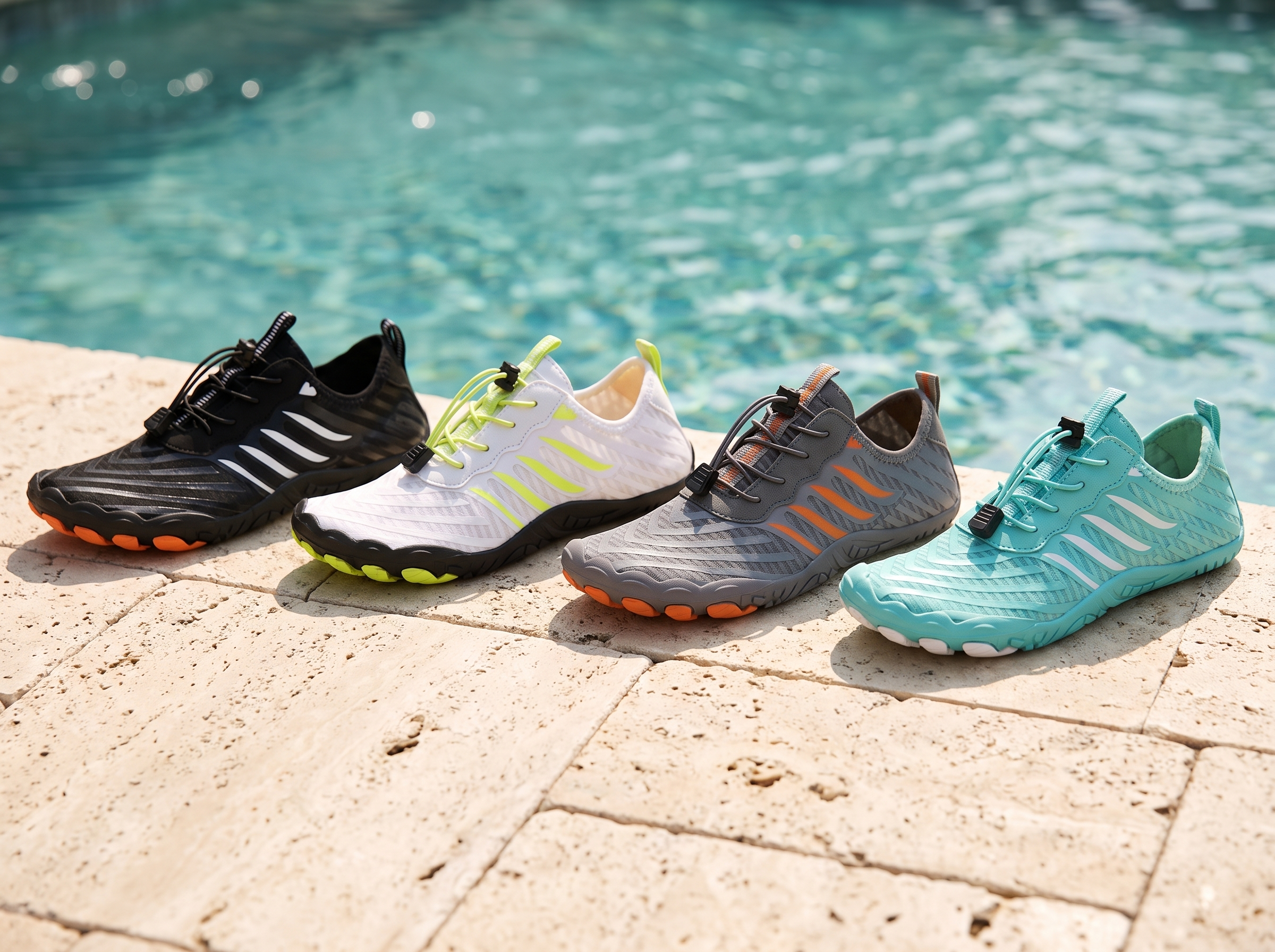 Barfusio Max in vier Farben am Pool