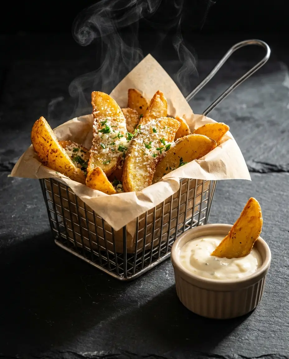 Air Fryer Garlic Parmesan Potato Wedges