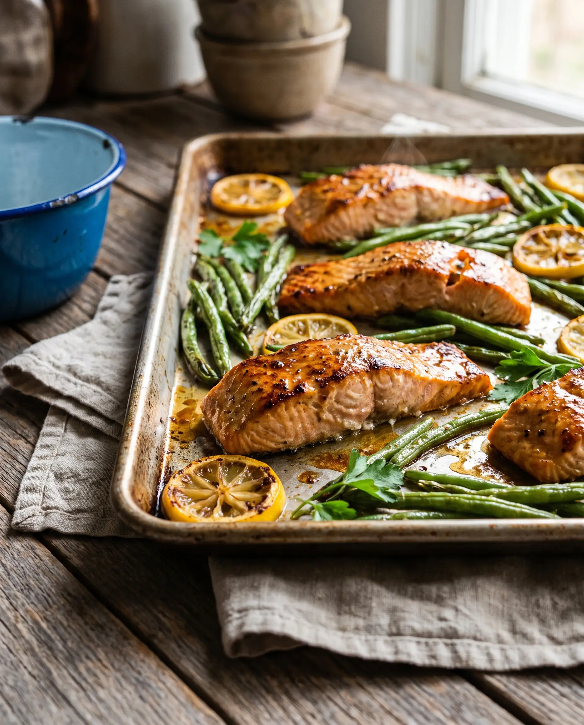 Baked Salmon with Green Beans