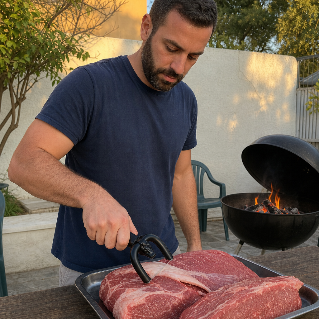 הכנות למנגל בחצר