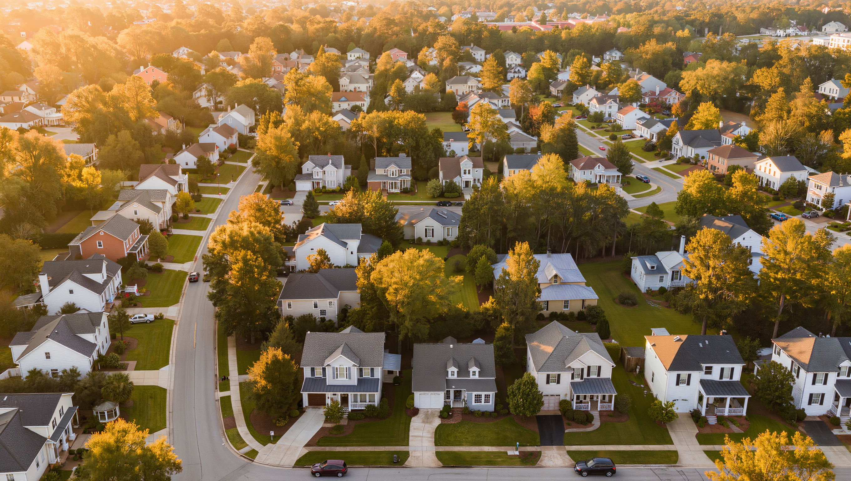 Aerial view of a Columbia South Carolina residential neighborhood