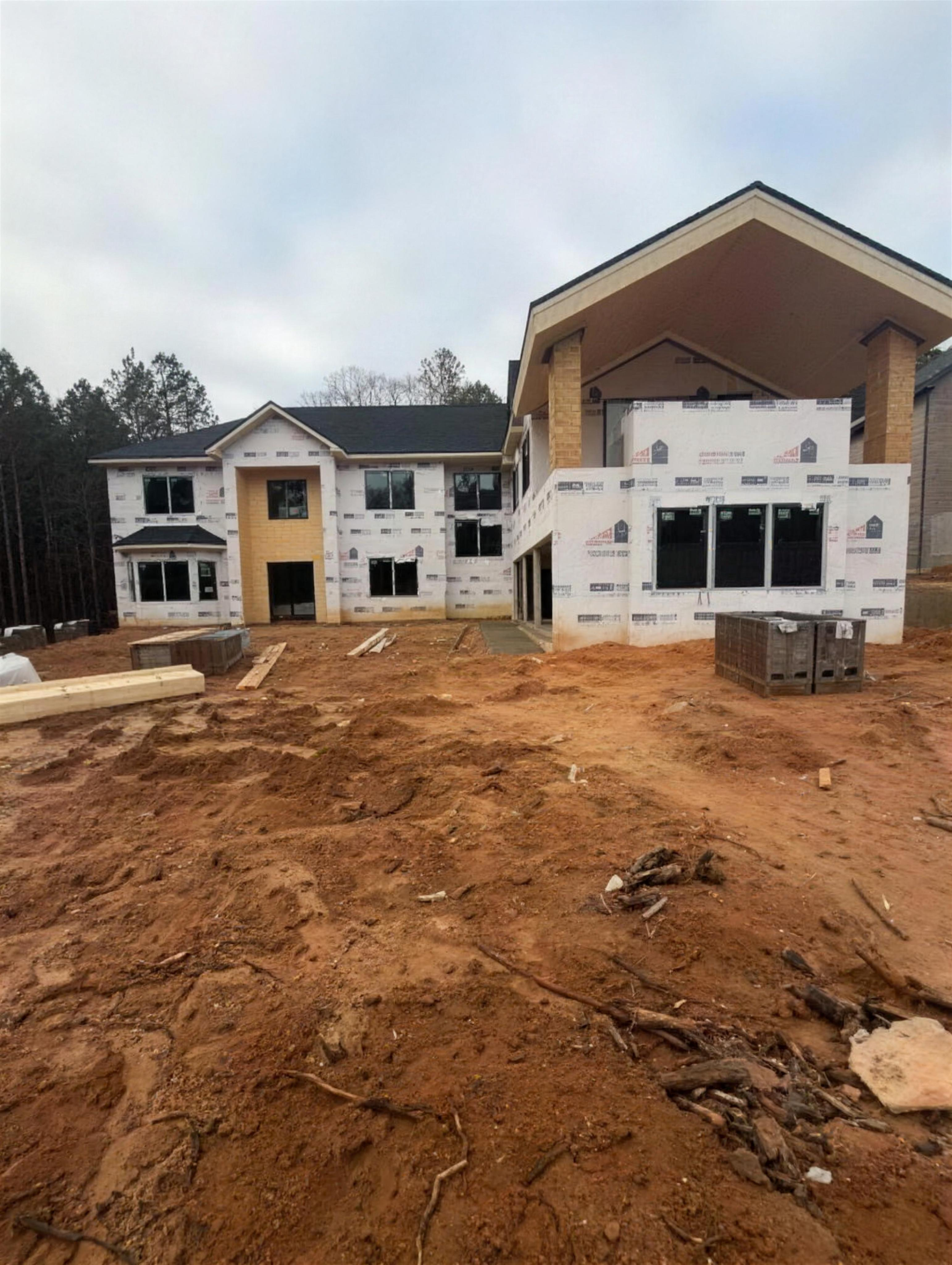 Rough framing stage of a residential project