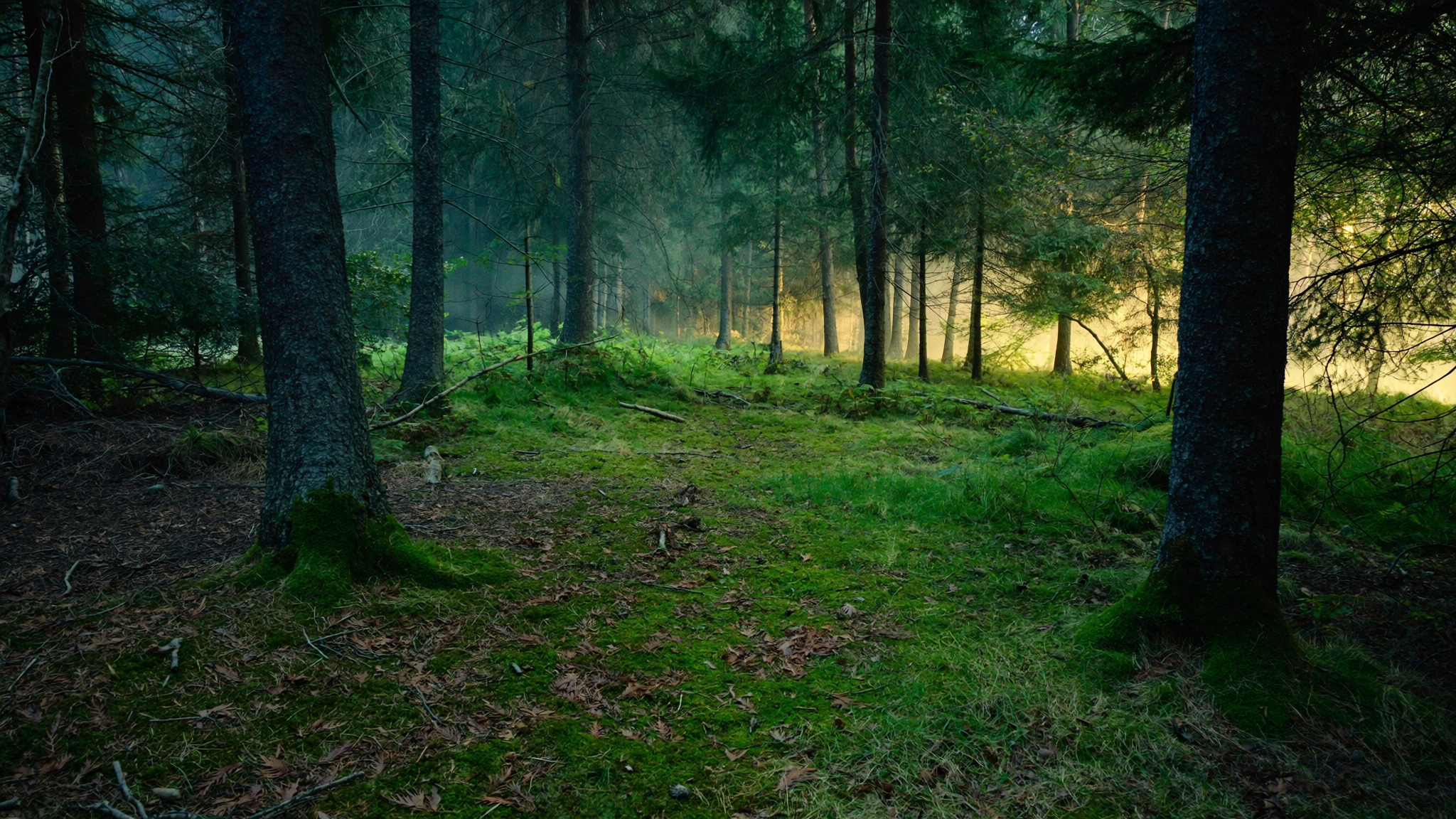 Mensch am Sitzplatz im Nadelwald
