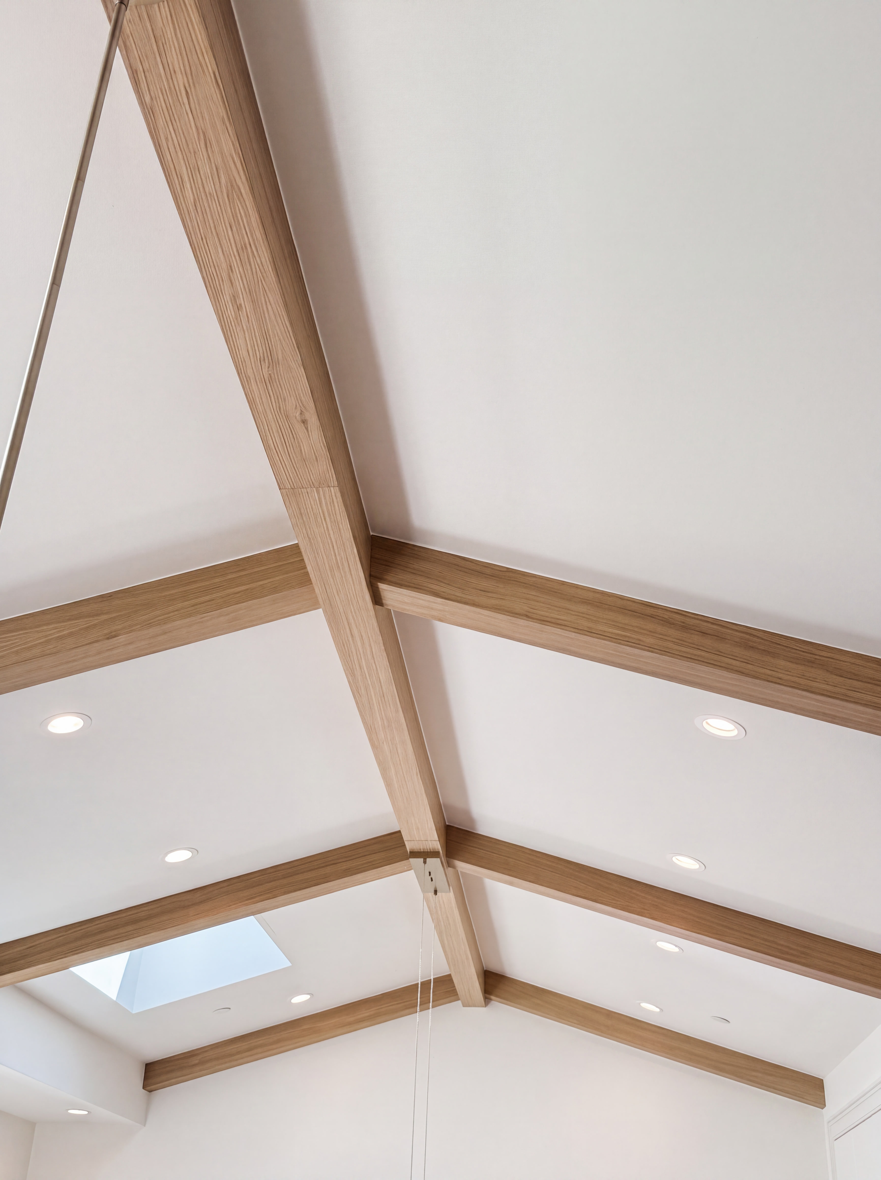 Custom light oak beam ceiling detail