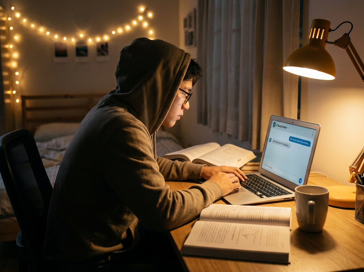 Student support chatbot at night