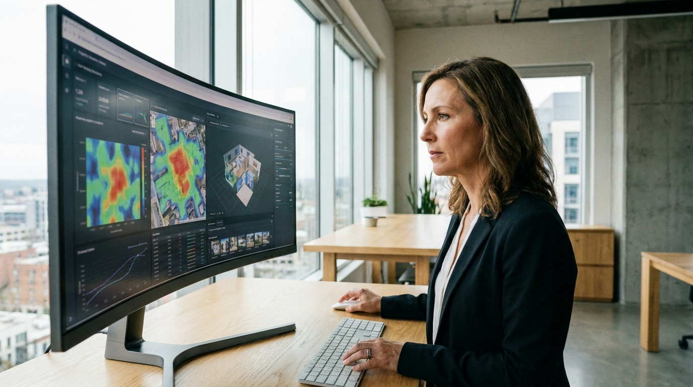 Real estate agent using an AI-powered property dashboard