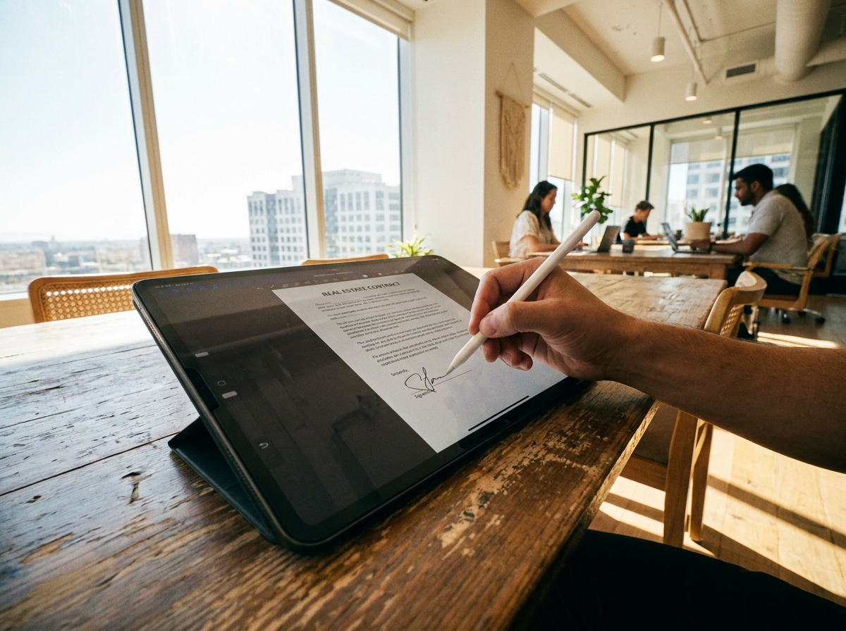 Digital contract signing on tablet
