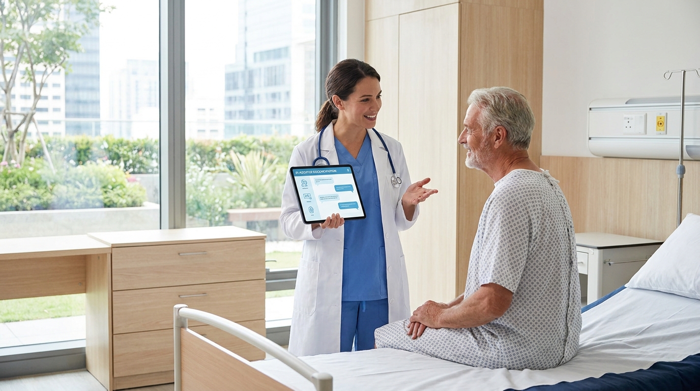 Doctor using an AI clinical documentation assistant