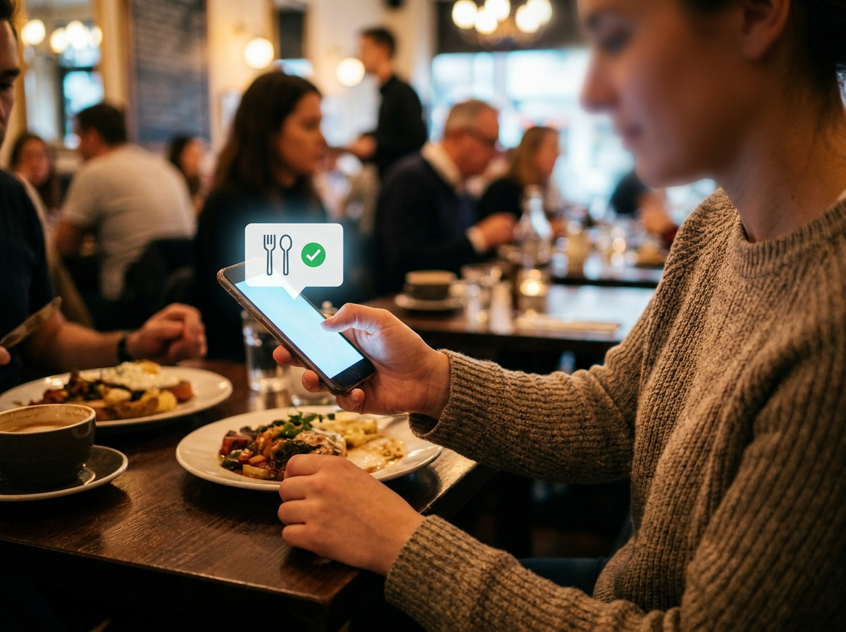 Customer receiving a personalized restaurant loyalty offer on a phone