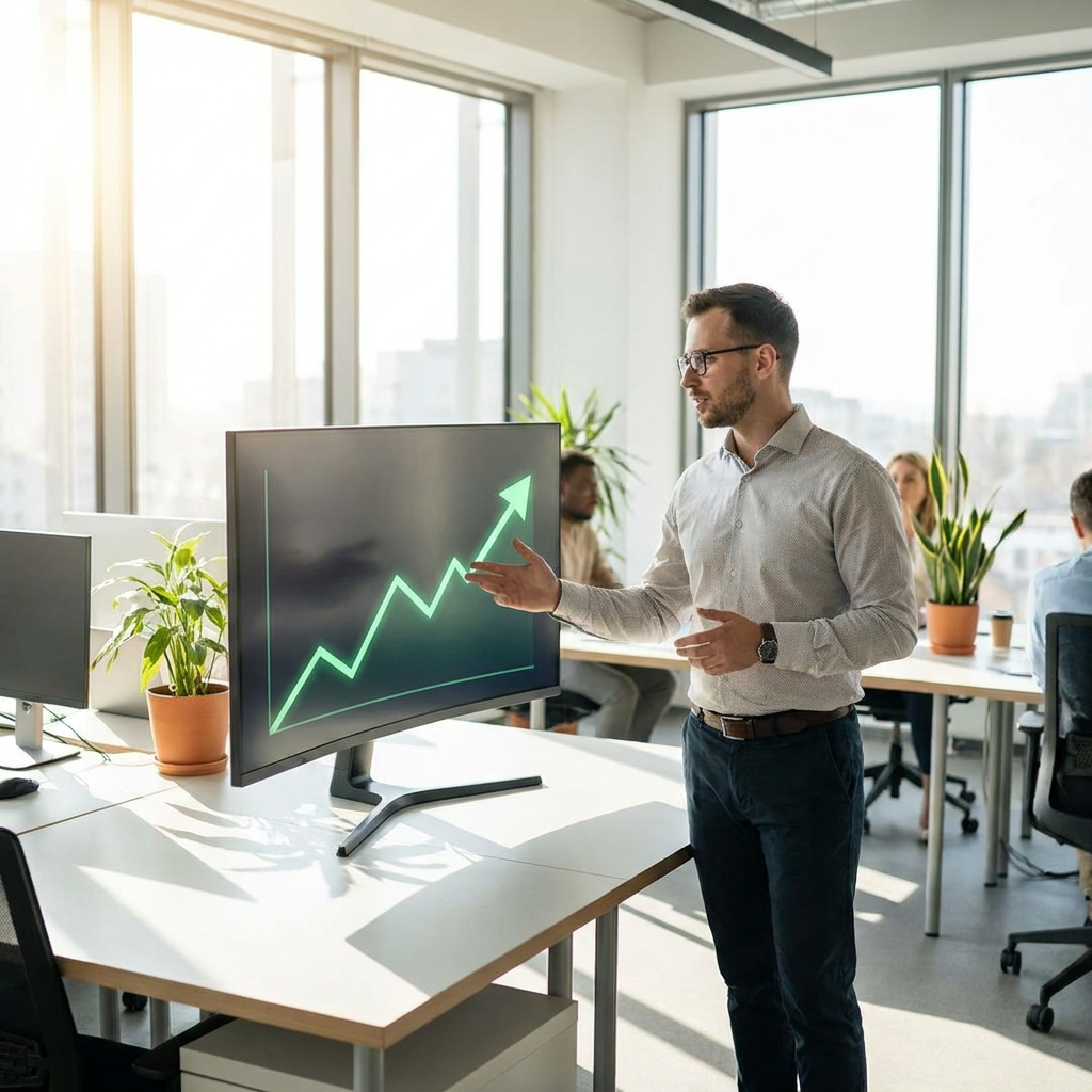 Business growth chart trending upward