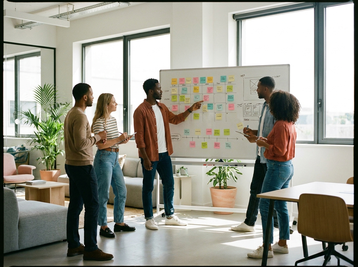 Marketing team planning campaign strategy