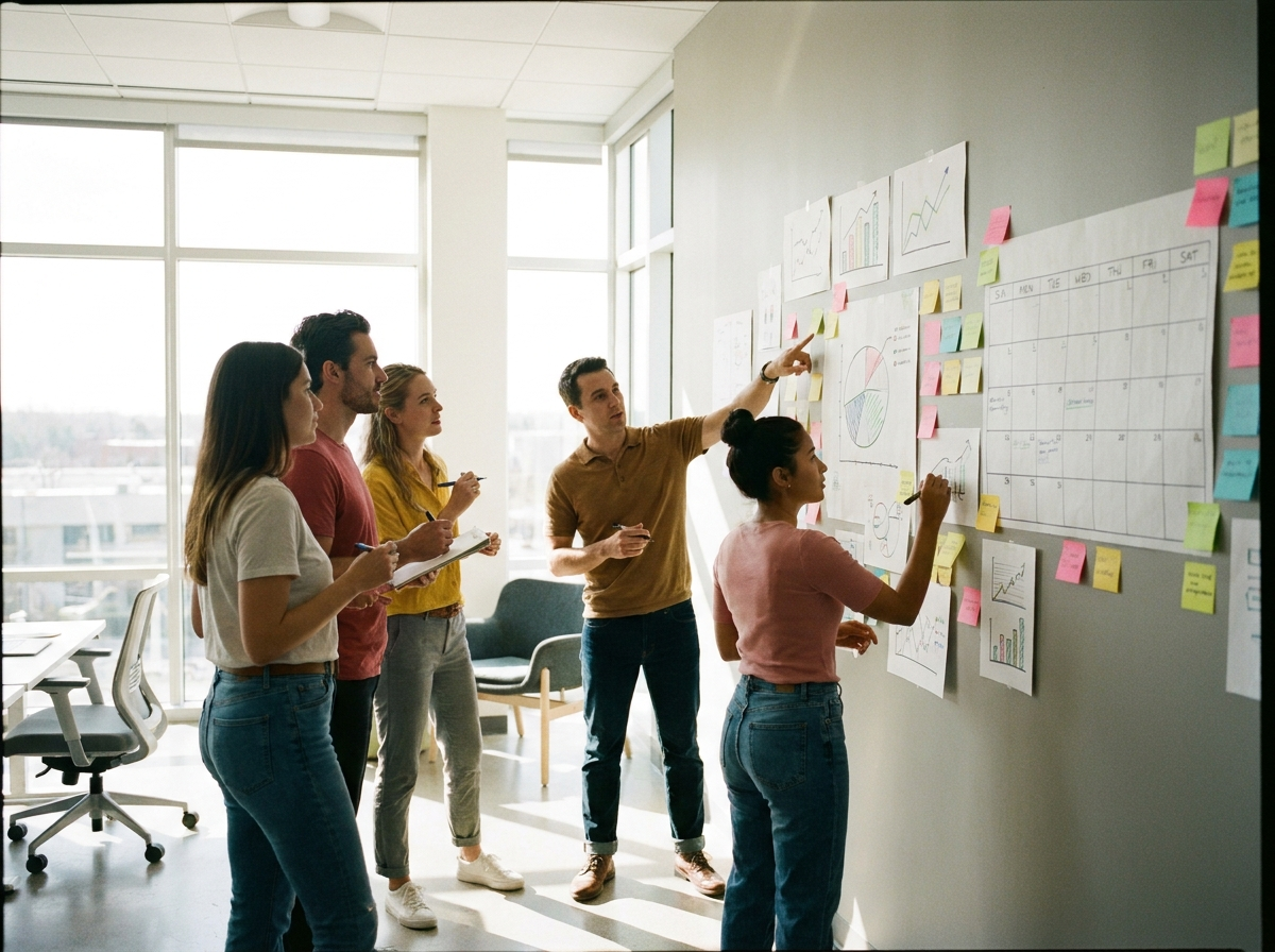 Marketing team planning campaign strategy
