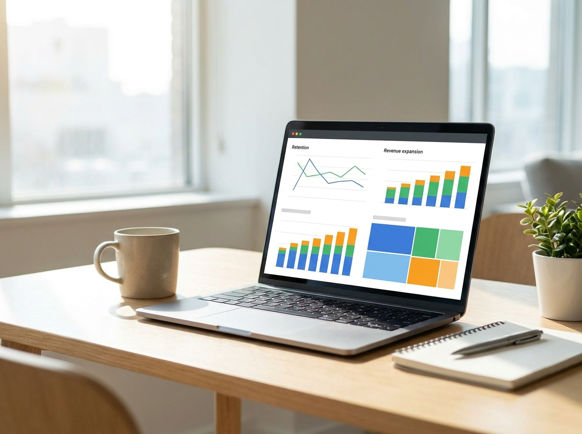 Growth analytics dashboard with retention charts