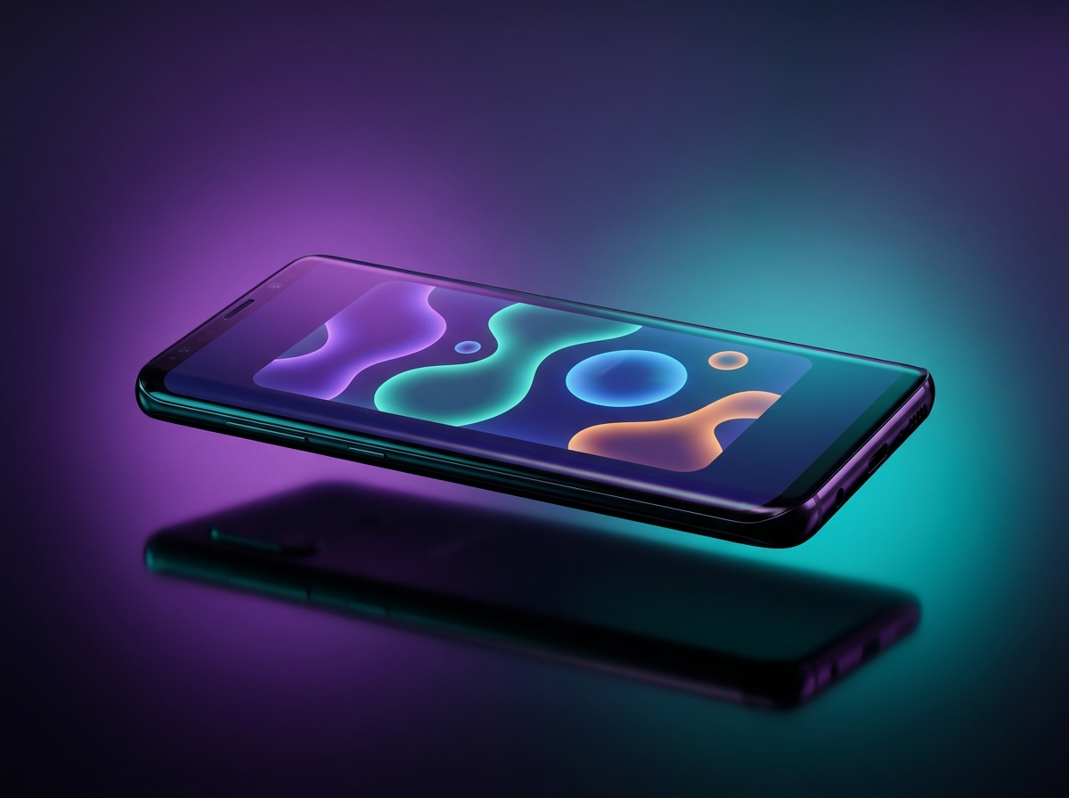 Smartphone showing a sleek mobile app interface