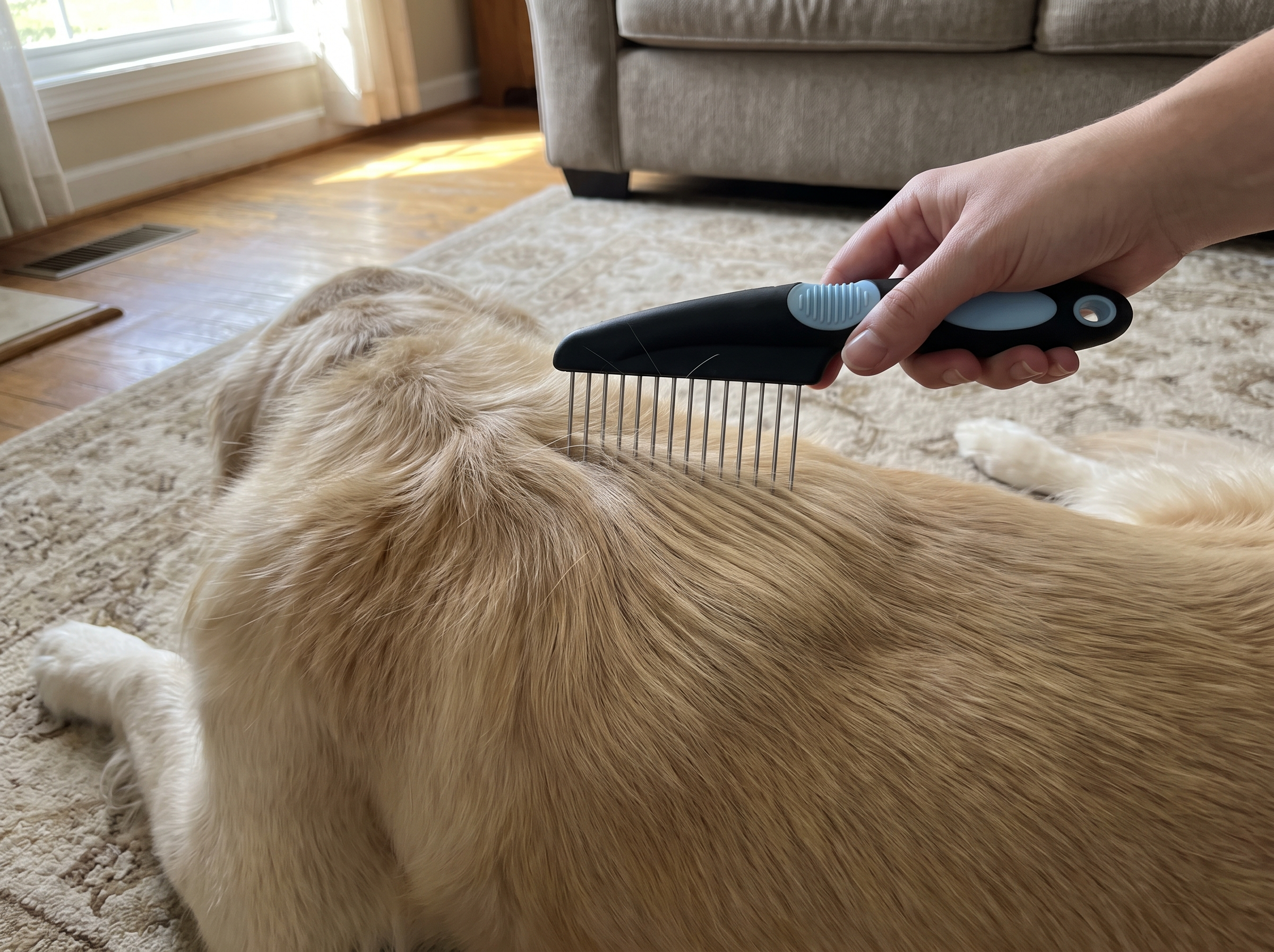 The straight pins running through the coat, leaving it smooth.