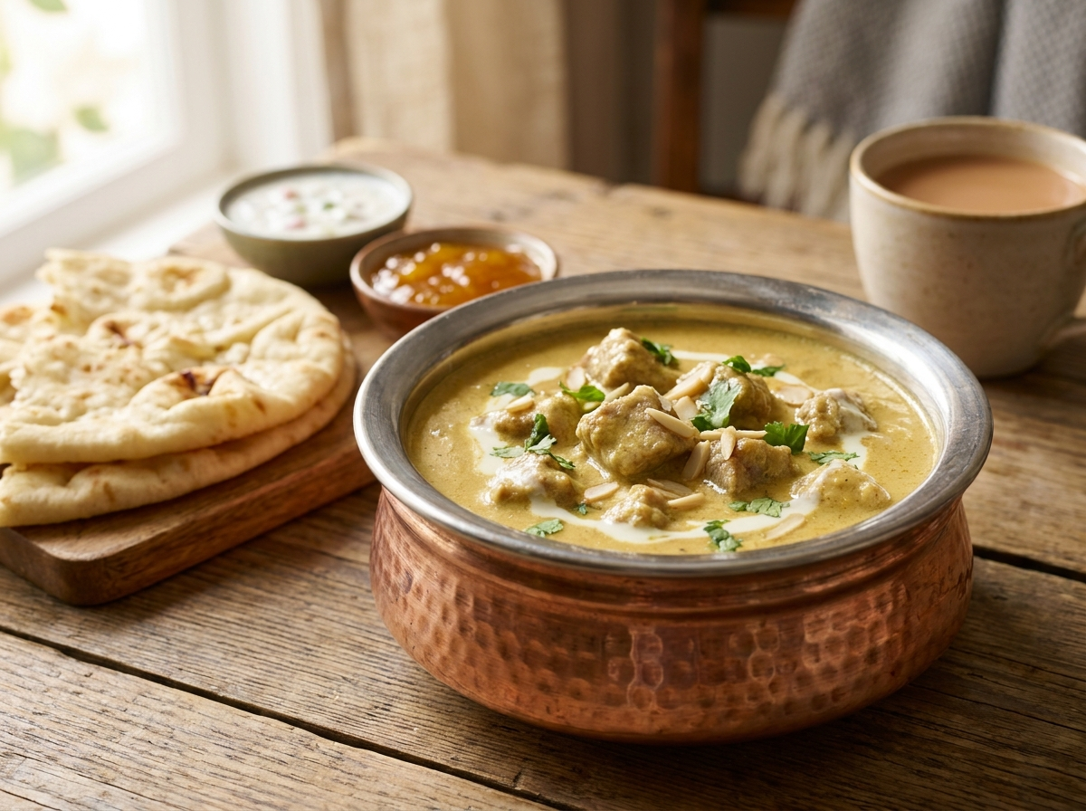 Lamb korma in a mild, creamy Kashmiri-spiced sauce