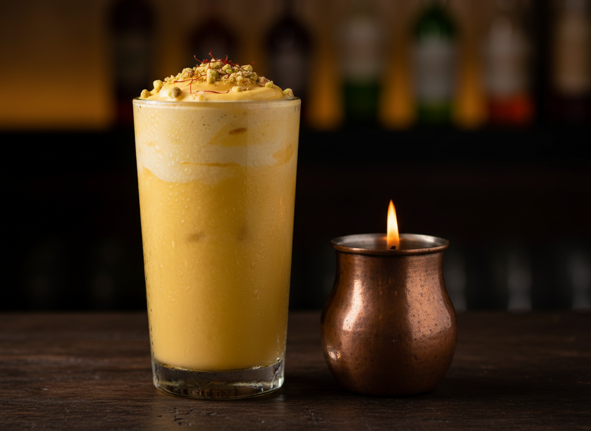 Lassi à la mangue, pistaches et safran — illustration
