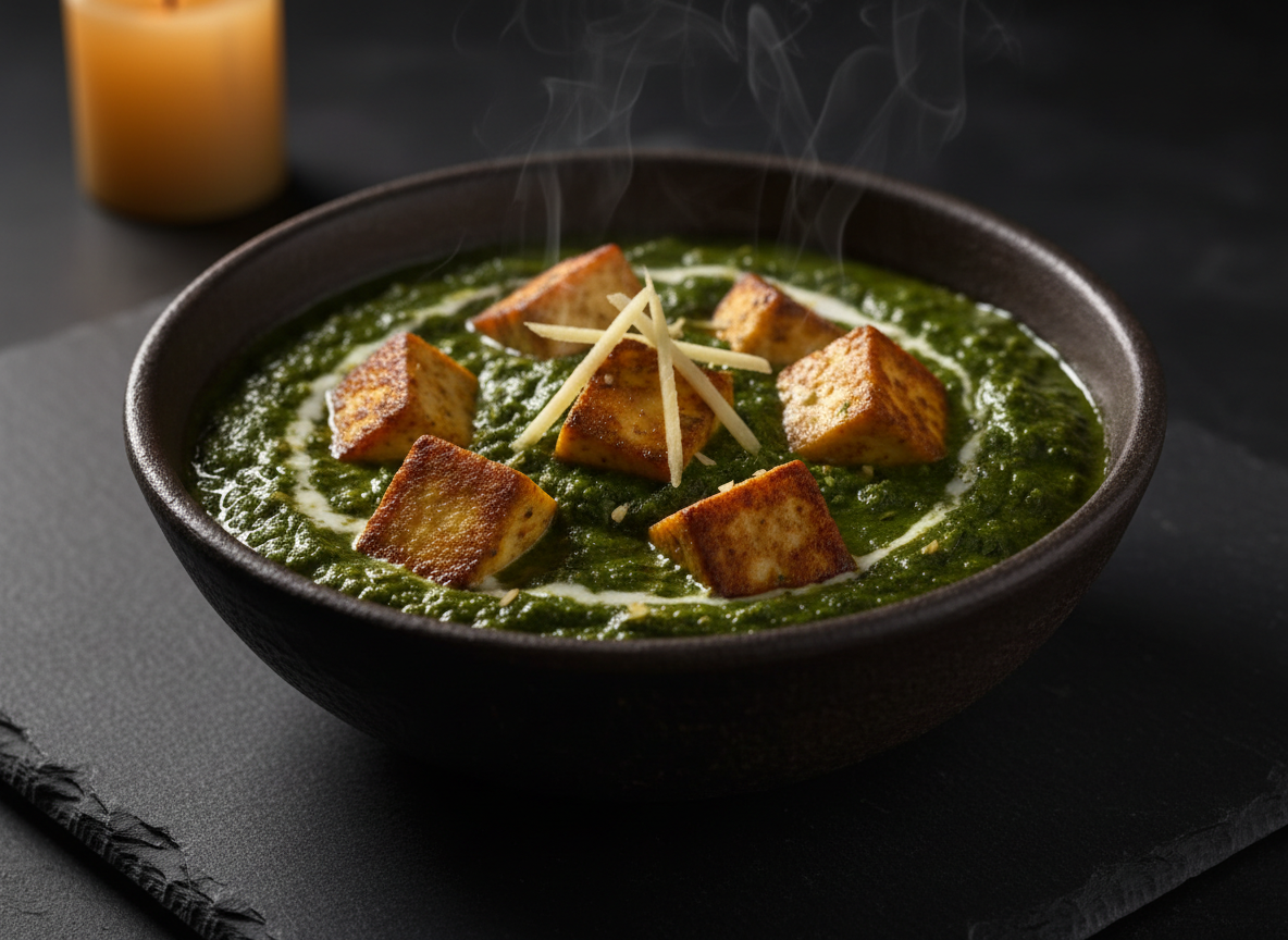 Saag paneer aux épinards — illustration
