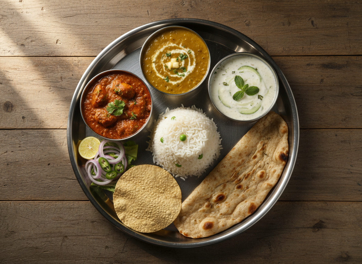Thali punjabi vu du dessus — illustration