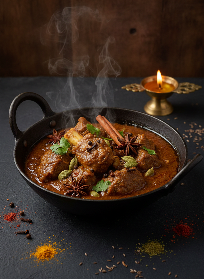 Cari de chevreau à l'os au karahi — illustration