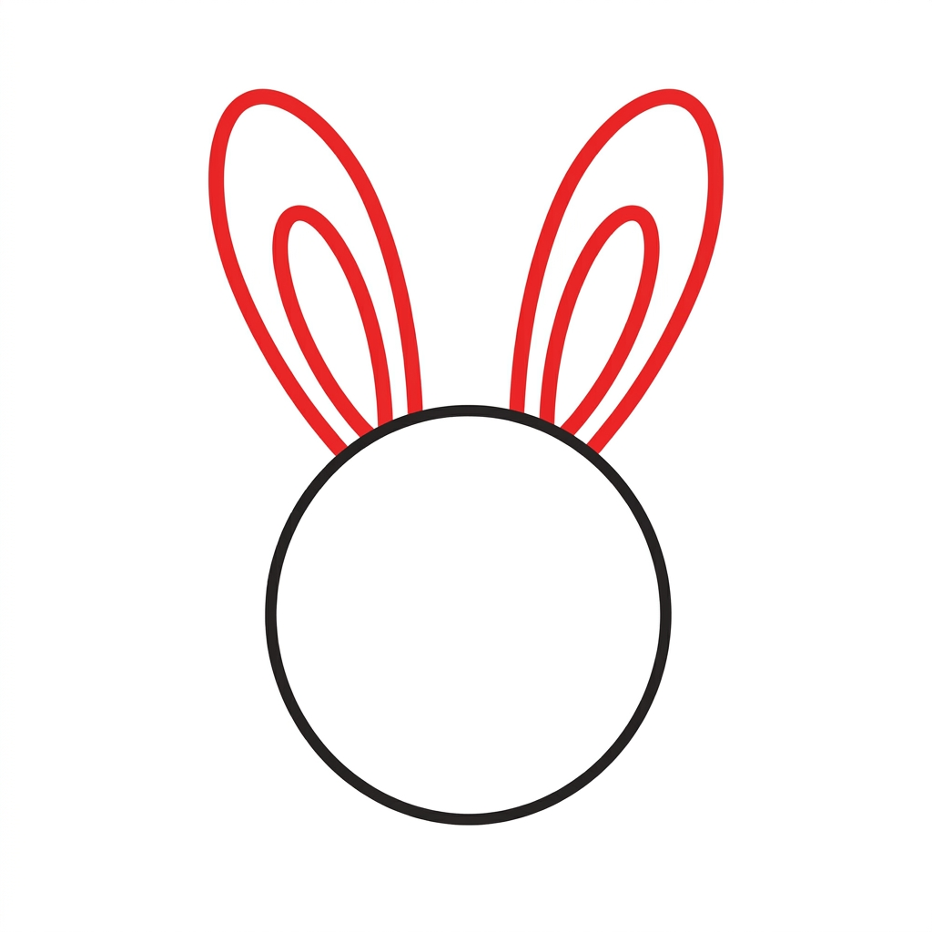 How to draw a bunny step 2 of 6 — add the tall ears — easy step by step bunny drawing tutorial for kids