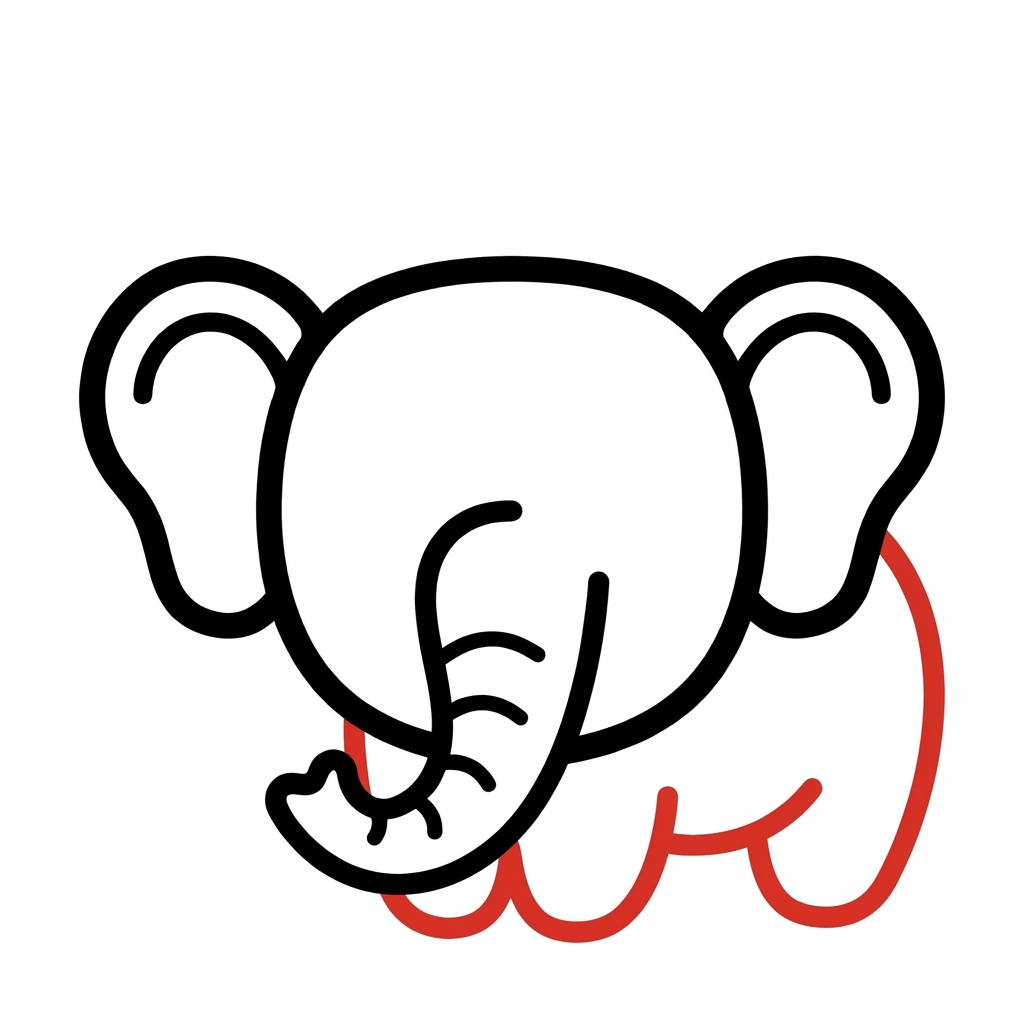 How to draw a elephant step 4 of 6 โ draw the body โ easy step by step elephant drawing tutorial for kids